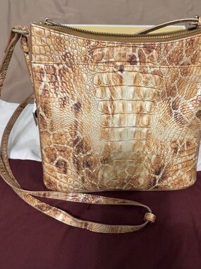 *Sale* Brahmin Melbourne Katie Camel Safari Croc-Embossed Crossbody